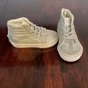 Vans high tops. Kids size 6, sparkle silver.